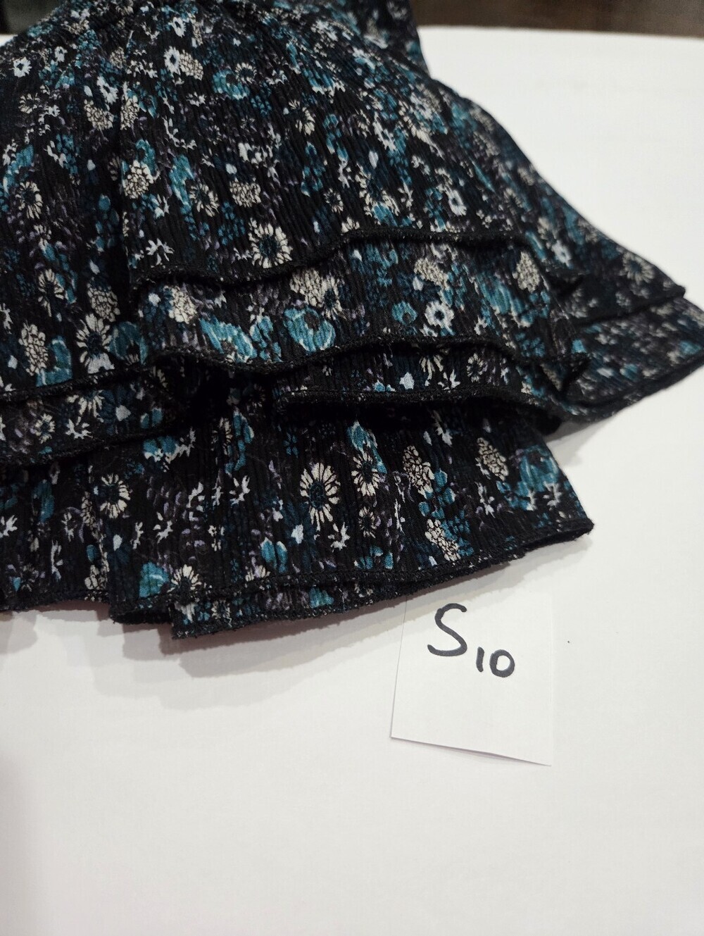 Zara Black /blue Floral Long-Sleeve Tie-Neck Dress Sz.M - Picture 10 of 10